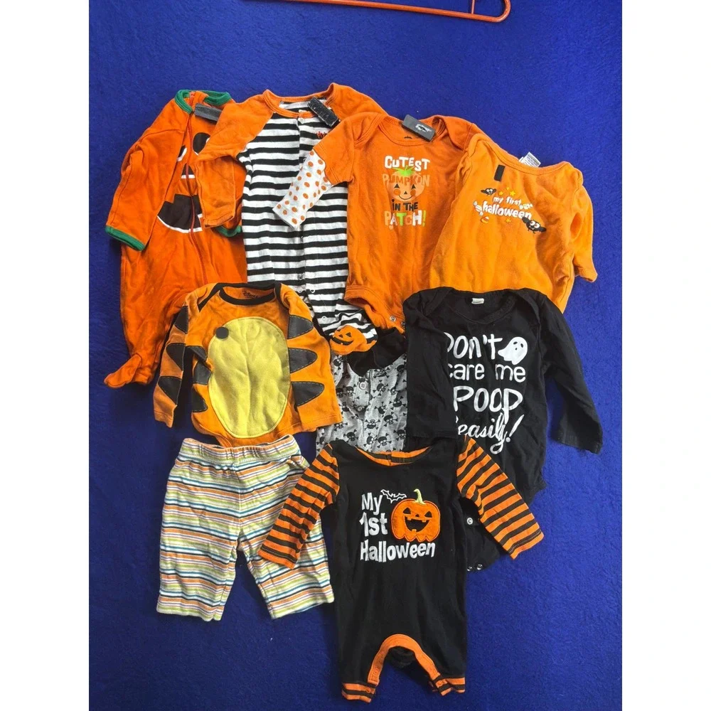 Halloween Baby Disney Various Bodysuit Romper Bundle 3-9M Orange Black